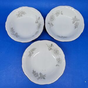 Hertel Jacob Damask Gray Set Of 3 Vintage 5" Dessert Sauce Fruit Bowls EUC